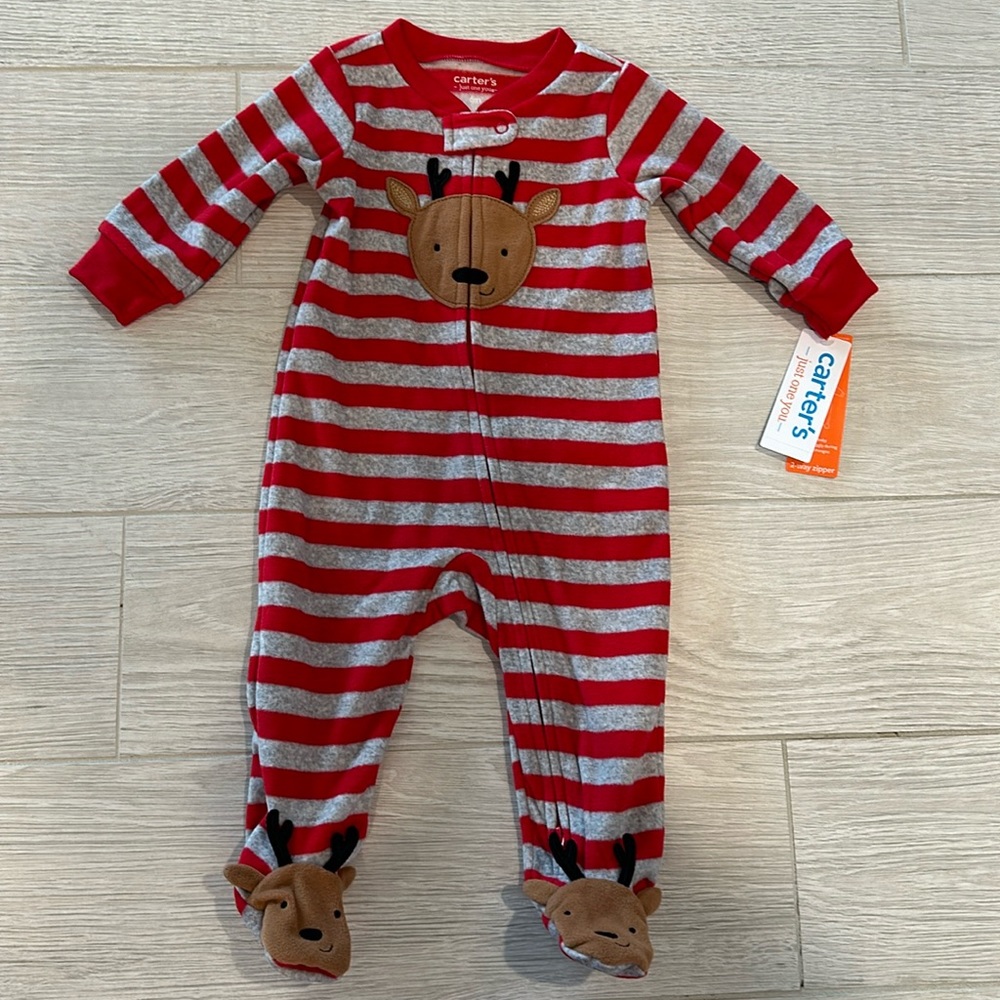 Carter’s Baby Boy Deer Christmas Sleeper Size 6 Months NEW